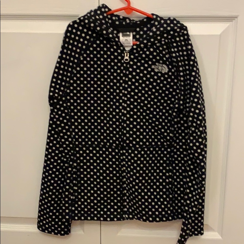 Polka dot north face hooded fleece